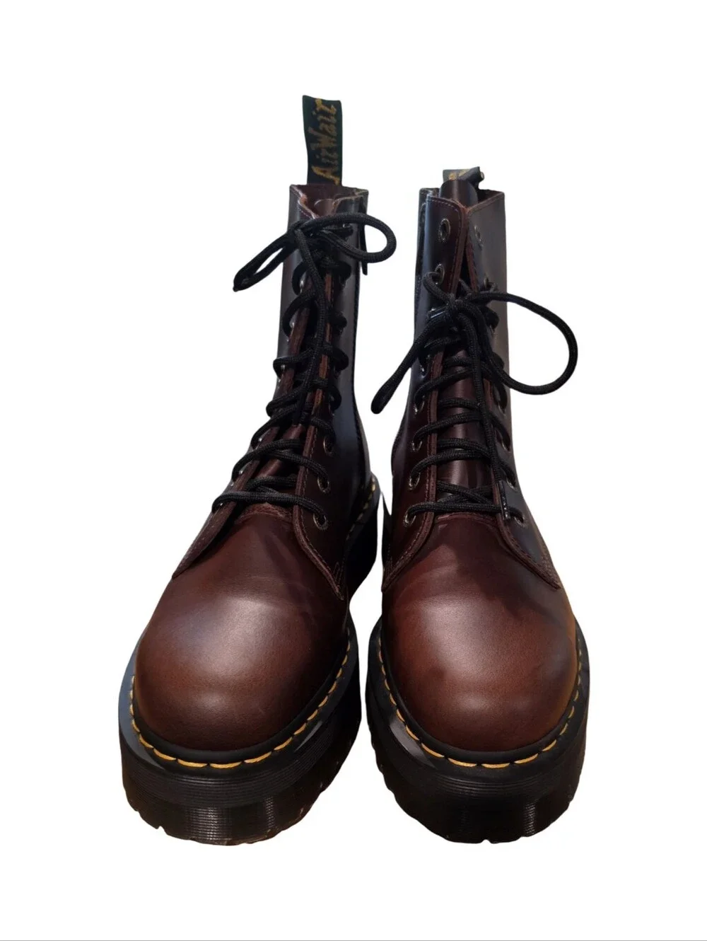 Dr. Martens Jadon Platform Leather Combat Boots Dark Cherry Brown Men's 11